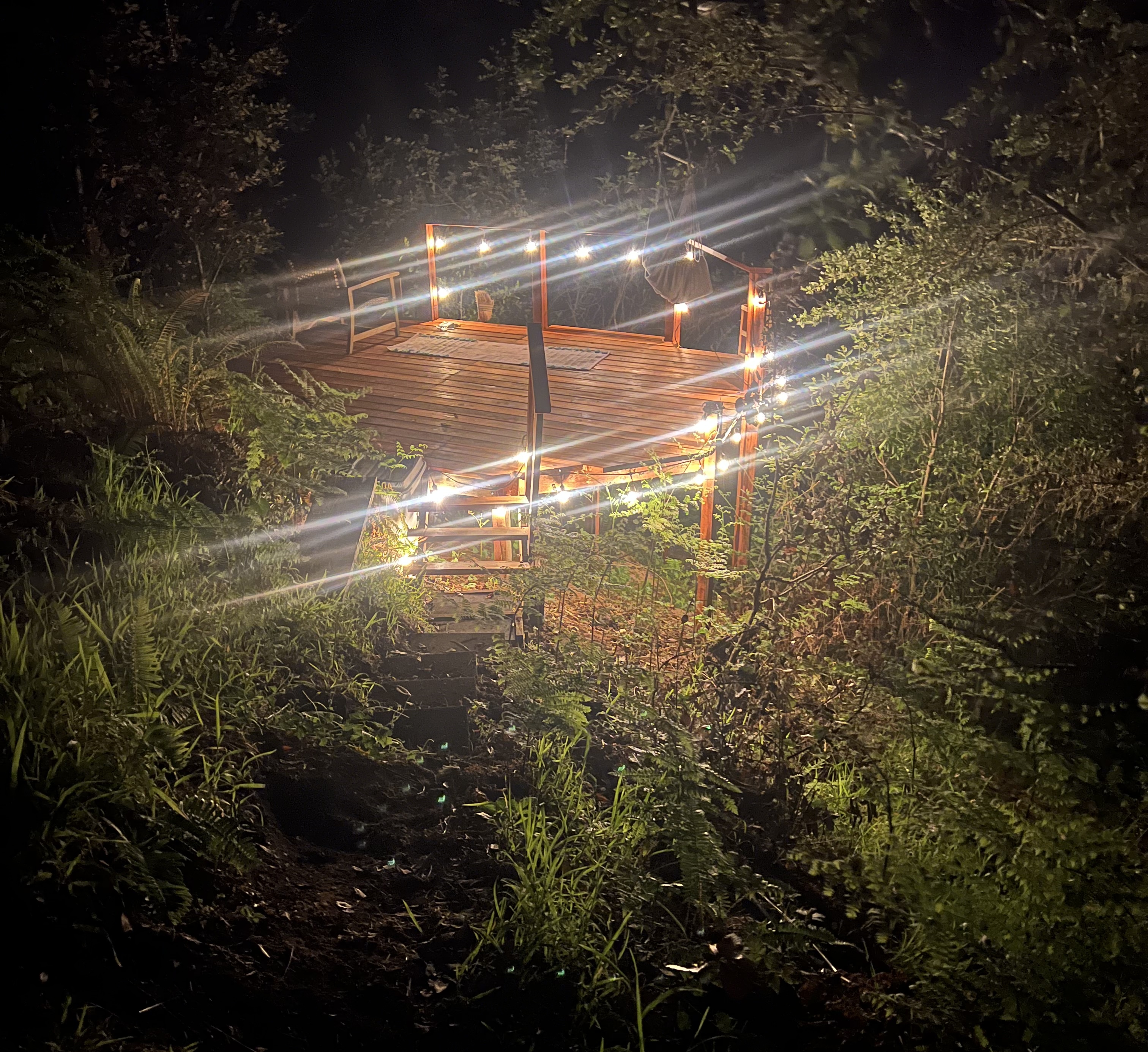 yurt deck at night